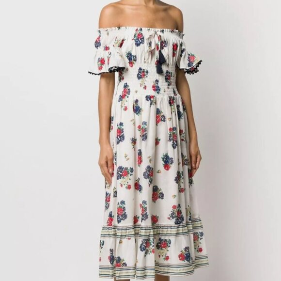 Tory Burch Meadow Folly Cotton Voile Floral Multi Midi Dress M $398 - Picture 7 of 10